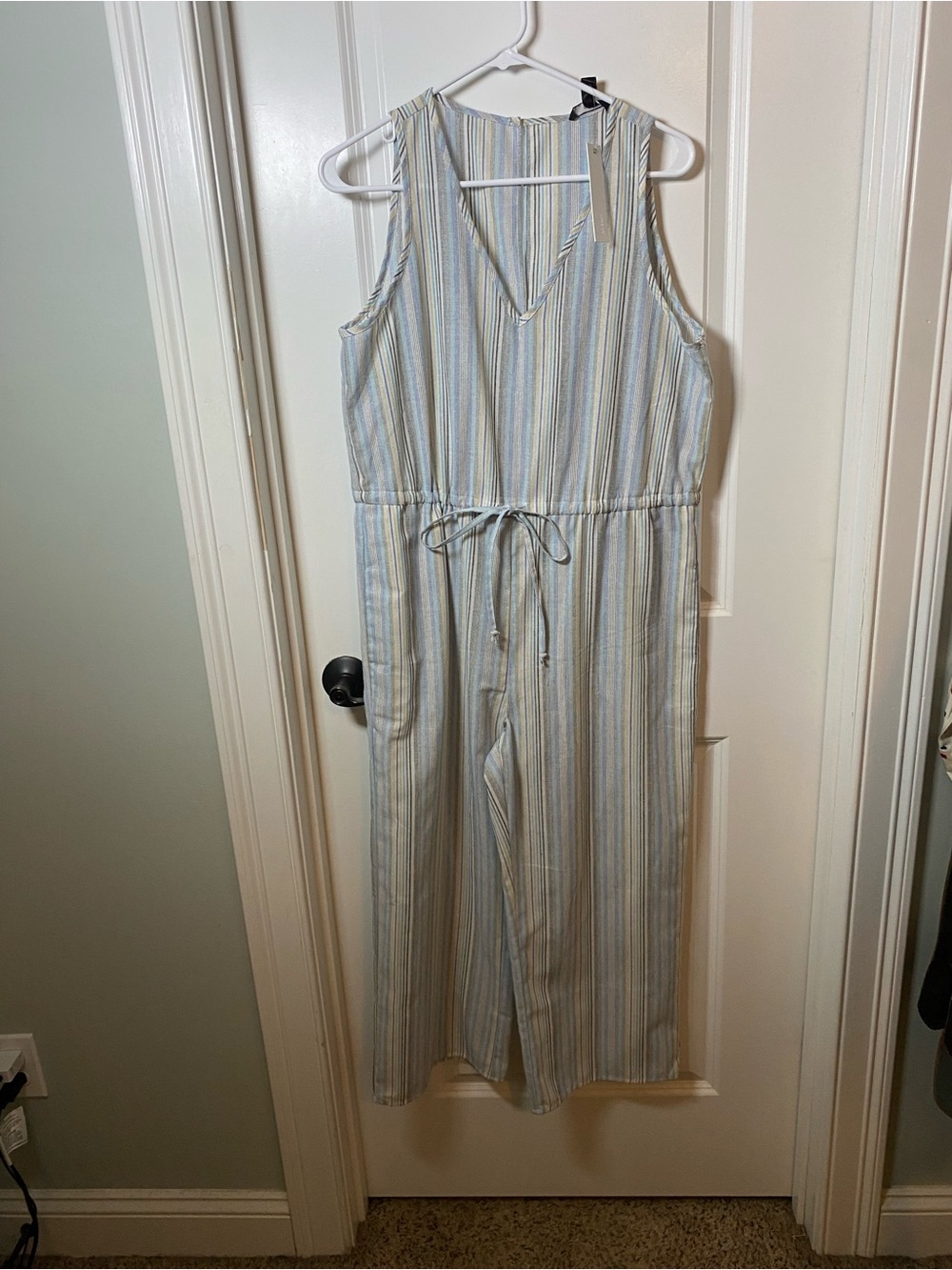 NWT DREW Striped Sleeveless Drawstring One-Piece Jumpsuit